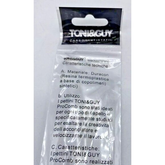 Toni & Guy Carbon Antistatic Barber & Stylist Professional Comb New NIP - Picture 3 of 6